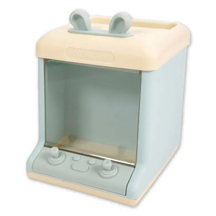 Crane-game-style stand holding a rabbit figure, used to prop up a phone or pens