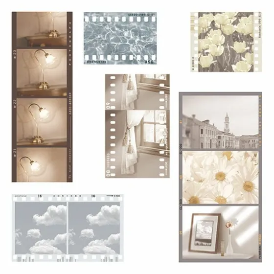 Official MIND WAVE image showing six film-frame designs with flowers, clouds, water and everyday scenes.