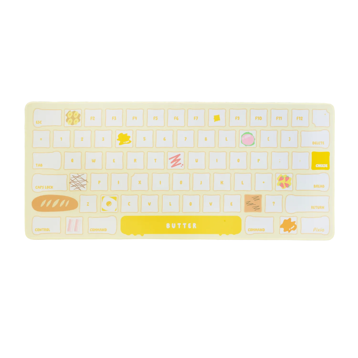 Extra-large pale desk mat printed with a loaf-of-bread keyboard illustration
